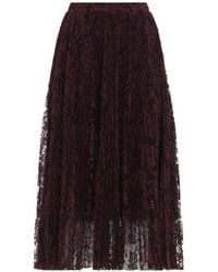 Ermanno Scervino - Pleated Lace-Overlay Midi Skirt - Lyst