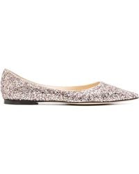 Jimmy Choo - Romy Glitter-Embellished Pointed-Toe Ballet Flats - Lyst