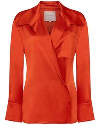 ROKSANDA - Jana Wrap-Style Satin-Finish Blouse - Lyst