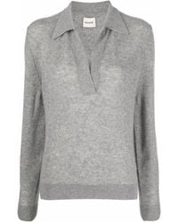 KHAITE - Long-sleeved Knitted Polo Shirt - Lyst