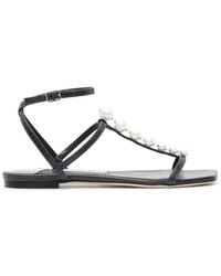 Jimmy Choo - Amari Pearl-detailed Flat Sandals - Lyst