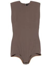 Mugler - Padded-Shoulder Sleeveless Bodysuit - Lyst