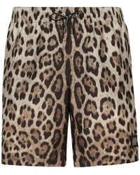 Dolce & Gabbana - Leopard-Print Swim Shorts - Lyst