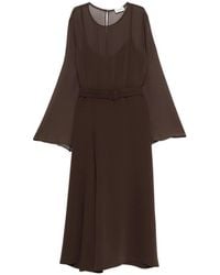 P.A.R.O.S.H. - Bell-Sleeve Belted Midi Dress - Lyst
