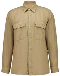 120% Lino - Buttoned Flap-Pockets Linen Shirt - Lyst