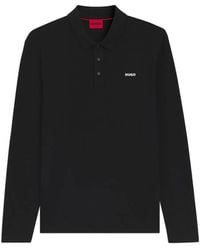 HUGO - Long-Sleeved Logo Polo Shirt - Lyst