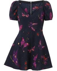 Valentino Garavani - Robe Courte À Imprimé Papillon Et À Manches Bouffantes - Lyst