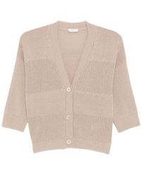 Peserico - V-Neck Ribbed Cardigan - Lyst