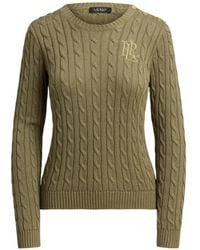 Ralph Lauren - Button-Trim Cable-Knit Sweater - Lyst