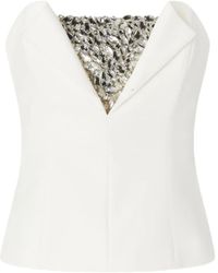 Genny - Schulterfreies Top Mit Kristallen - Lyst