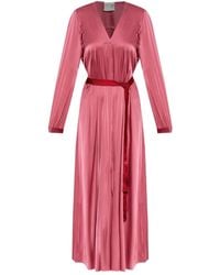 Forte Forte - Maxi-Jurk Van Zijdeblend Met V-Hals - Lyst