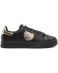 Versace - Logo-patch Leather Sneakers - Lyst