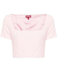 STAUD - Anya Square-Neck Crop Blouse - Lyst