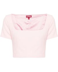 STAUD - Blouse Crop Anya À Encolure Carrée - Lyst