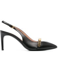 Moschino - 85mm Logo-lettering Slingback Pumps - Lyst