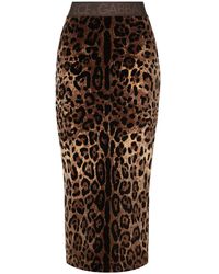 Dolce & Gabbana - Falda midi de chenille estampado de leopardo - Lyst