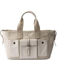 Prada - Route Large Canvas And Leather Tote Bag - Lyst