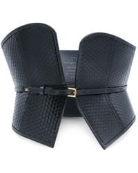 Elisabetta Franchi - Bustier-Style Leather Belt With Fish Scale Pattern - Lyst