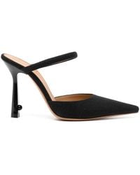 Off-White c/o Virgil Abloh - Off- Pearl Satin High Pointed Mule Sandals, /, 100% Leather - Lyst