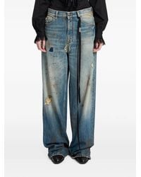 Ann Demeulemeester - Distressed Script-Print Jeans - Lyst