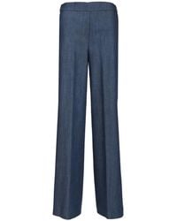 Al Duca d'Aosta - Chambray Wide-Leg Trousers - Lyst