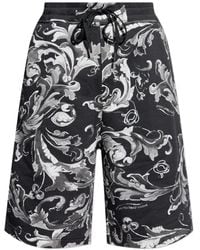 Versace Jeans Couture - Baroque-Print Drawstring Shorts - Lyst