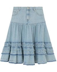 Ganni - Ruffled Tiered-Hem Midi Skirt - Lyst