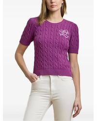 Ralph Lauren - Cable-Knit Short-Sleeve Sweater - Lyst