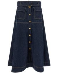Zimmermann - Denim Midi Skirt - Lyst
