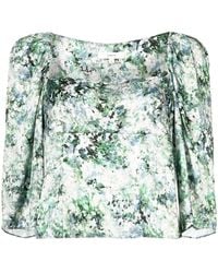 Vince - Floral-Print Square-Neck Blouse - Lyst