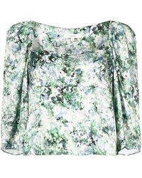 Vince - Floral-Print Square-Neck Blouse - Lyst