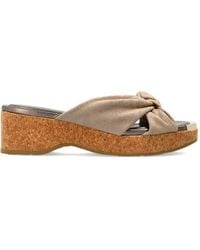 Jimmy Choo - Avenue Knot-Detail Wedge Sandals - Lyst