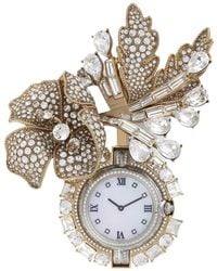 Dolce & Gabbana - Flower Watch Brooch With Rhinestones - Lyst