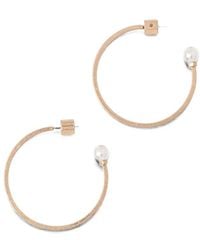 AllSaints - Pearl-Embellished Pearl Hoop Earrings - Lyst