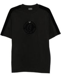 Emporio Armani - Velvet-Panel T-Shirt - Lyst
