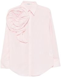 Dorothee Schumacher - Floral-Appliqué Pinstripe Shirt - Lyst