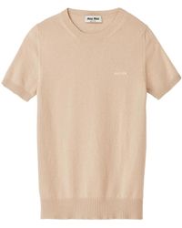 Miu Miu - Kaschmirschal Mit Intarsien-Logo - Lyst