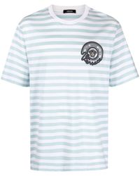Versace - Gestreiftes T-Shirt mit Logo-Stickerei - Lyst