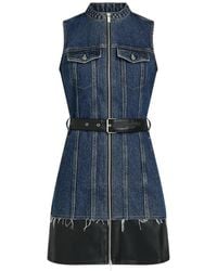 KARL LAGERFELD - Faux-Leather And Denim Dress - Lyst