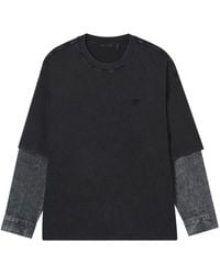 FIVE CM - Layered Denim-Sleeve T-Shirt - Lyst