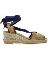 Versace - Lola Suede Wedge Sandals 65 Mm - Lyst