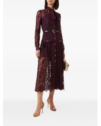 Self-Portrait - Midi-Jurk Met Kanten Laag En Strik - Lyst