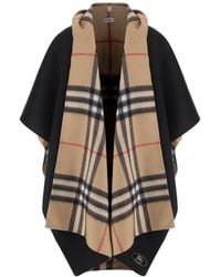 Burberry - Cape Réversible À Carreaux Et Capuche - Lyst