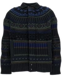 Sacai - Cardigan À Empiècement En Crochet - Lyst