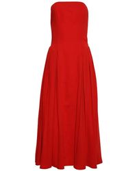 Florence & Fortitude - Aria Strapless Pleated Midi Dress - Lyst