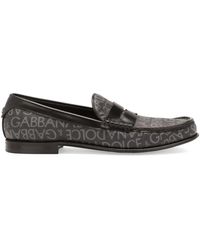 Dolce & Gabbana - Allover Logo Leather Loafers - Lyst