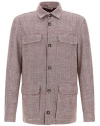 Herno - Check-Pattern Pocket-Details Linen Jacket - Lyst