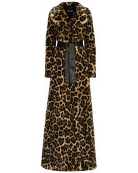 Dolce & Gabbana - Mantel aus Faux Fur mit Leo-Print - Lyst
