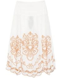 FARM Rio - Trop Floral-Embroidery Midi Skirt - Lyst