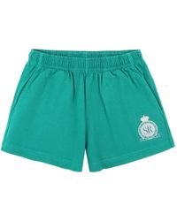 Sporty & Rich - Logo-Print Elastic-Waist Shorts - Lyst